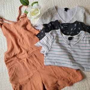 GIRLS art class 🎨 (Bundle of 3 Tops + Short Overalls)